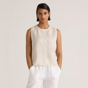 Quince 100% European Linen Tank. sz L. Sand (cream). washed but never worn